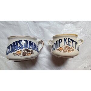 Vintage Soup Kettle Bowl With Handles Set Of Two Made In Japan
